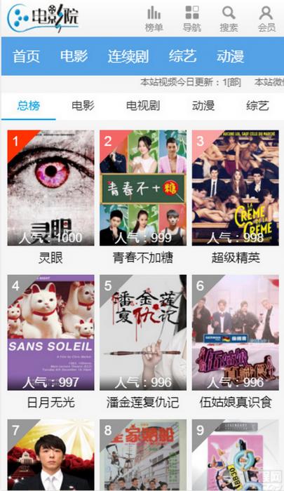 超级好看的苹果CMS V8最新蓝色风格手机模板-百云游资源网