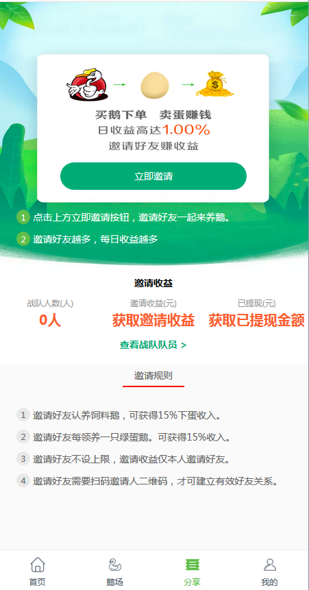 鹅之家农场养殖游戏运营版源码|共享复利挖矿源码【站长亲测】插图3