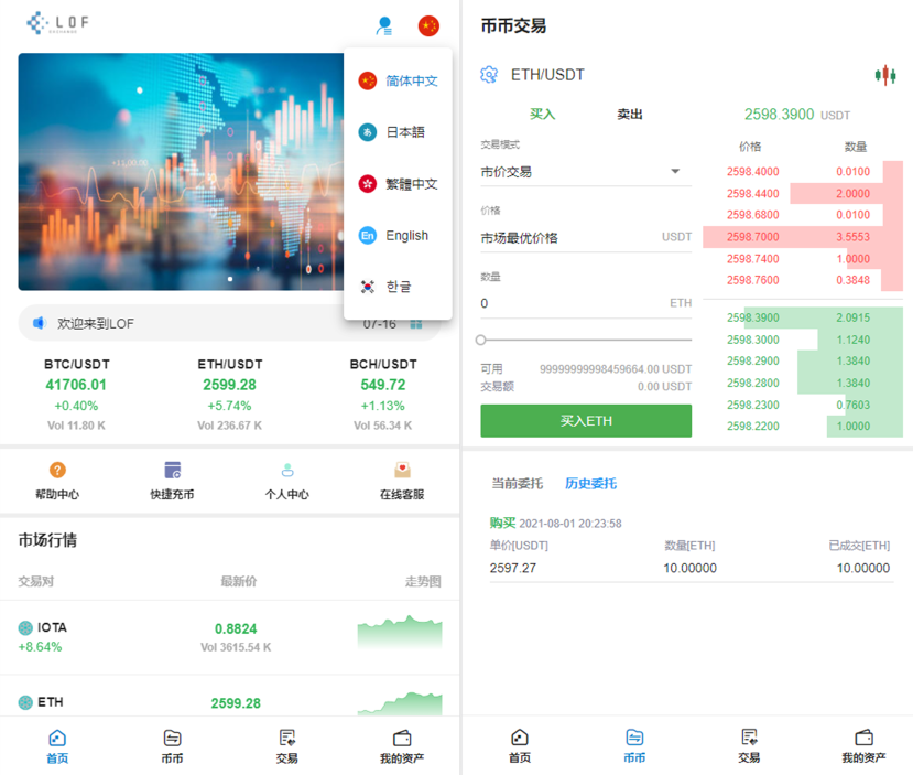 【区块链合约交易所源码】新币币交易所USDT秒合约杠杆C2C法币交易 手机端为VUE纯源码-百云游资源网