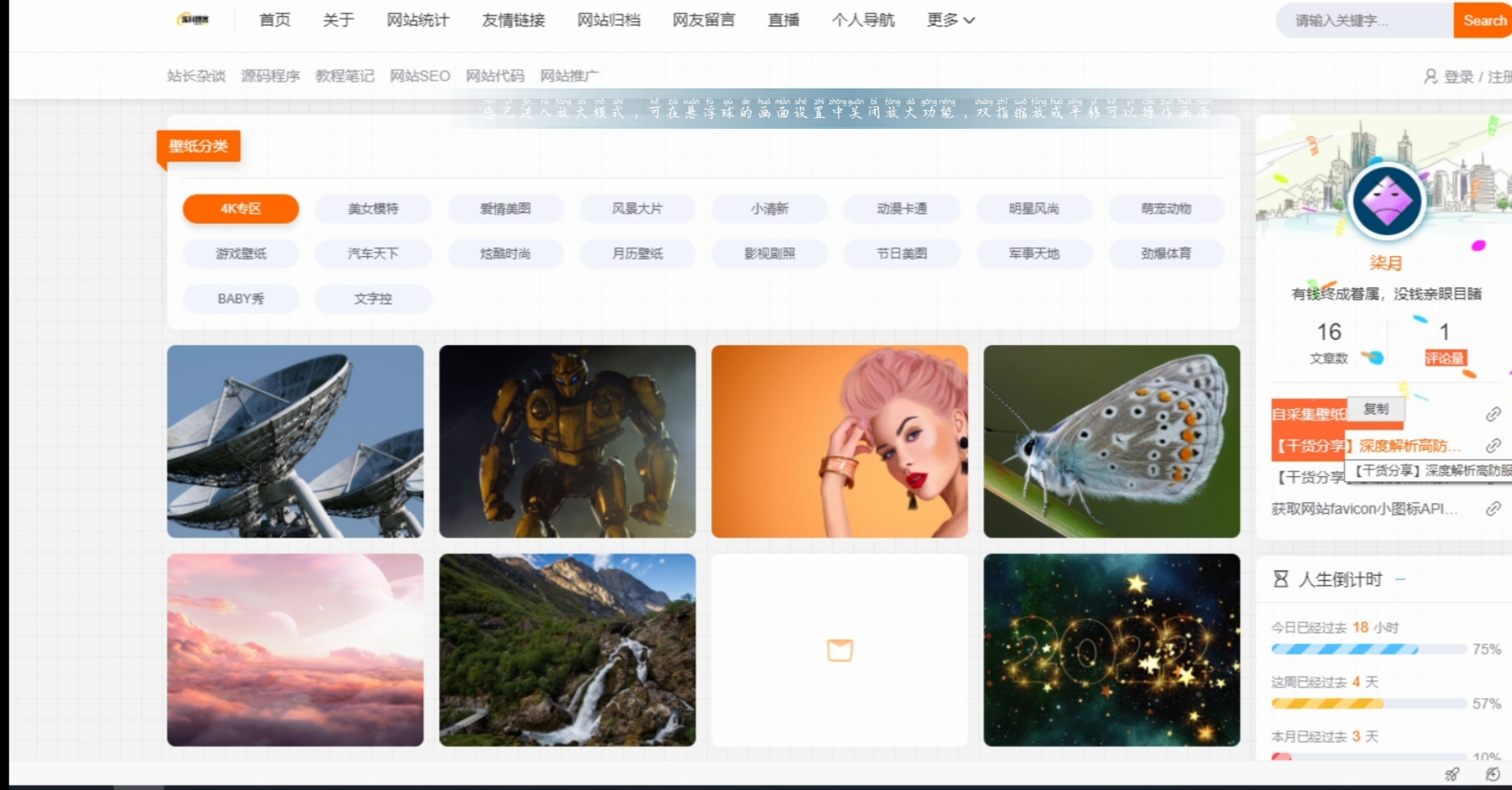 自采集壁纸网页源码-百云游资源网