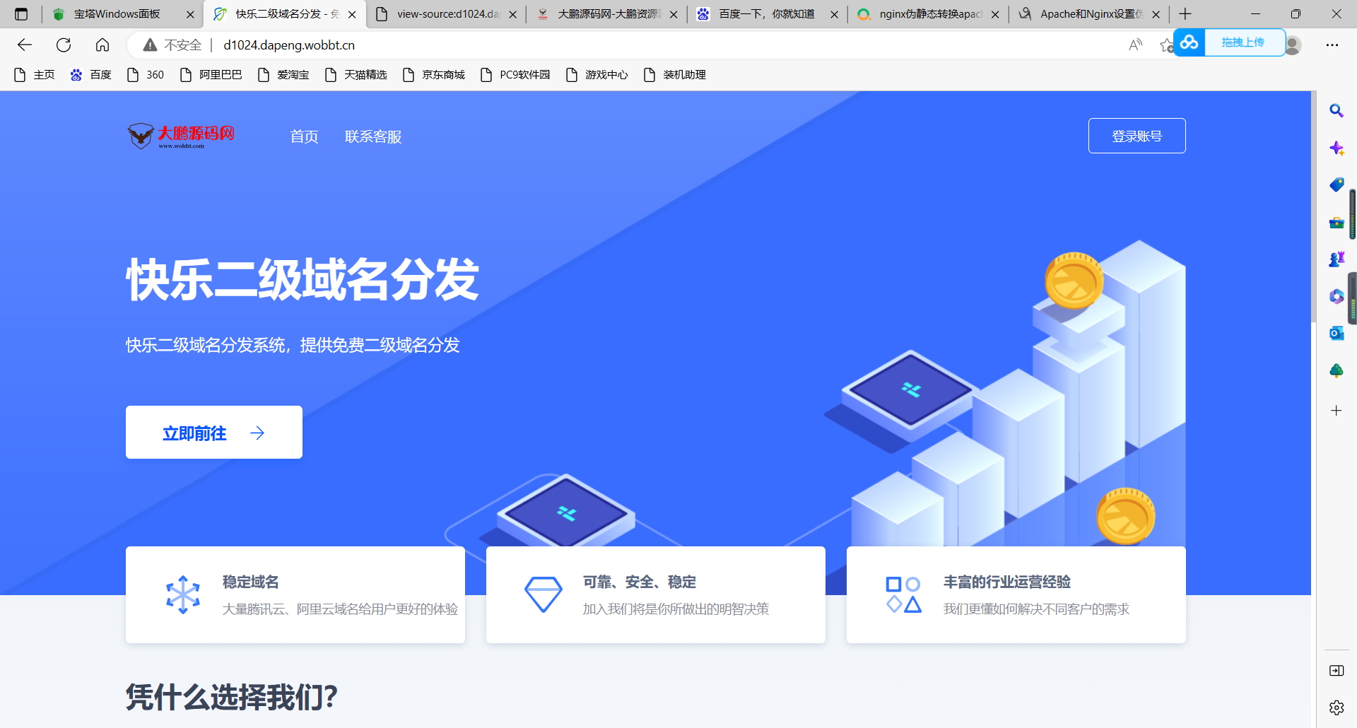 D1026 【大鹏亲测】许愿二级域名分发系统网站源码美化版-百云游资源网