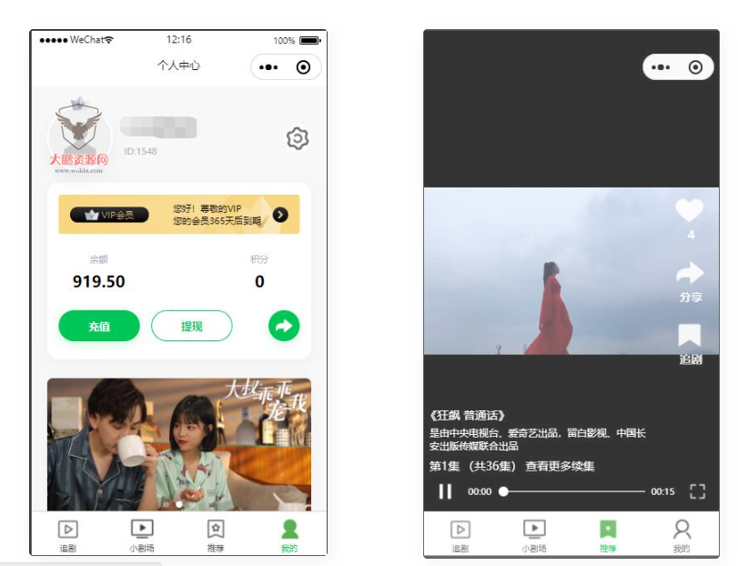 D1111 仿抖音滑动小短剧影视带支付收益等模式的微信小程序源码下载-百云游资源网