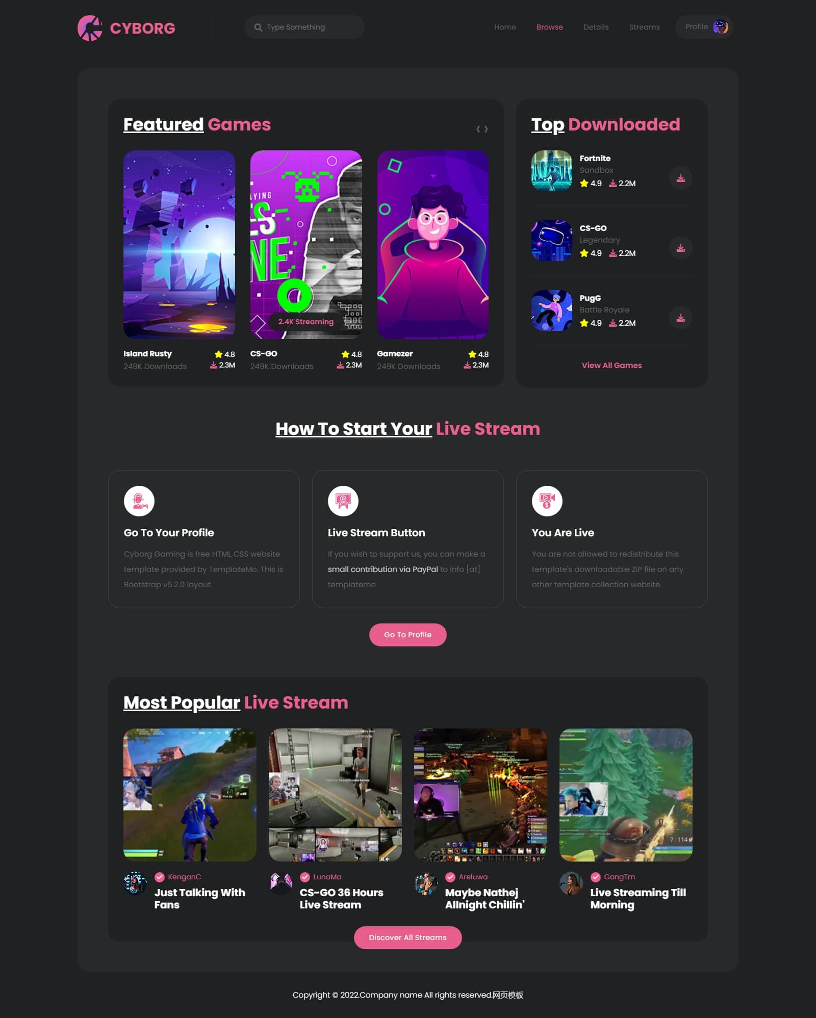 D1215 【HTML5模板】热门游戏体验宣传网站源码-百云游资源网