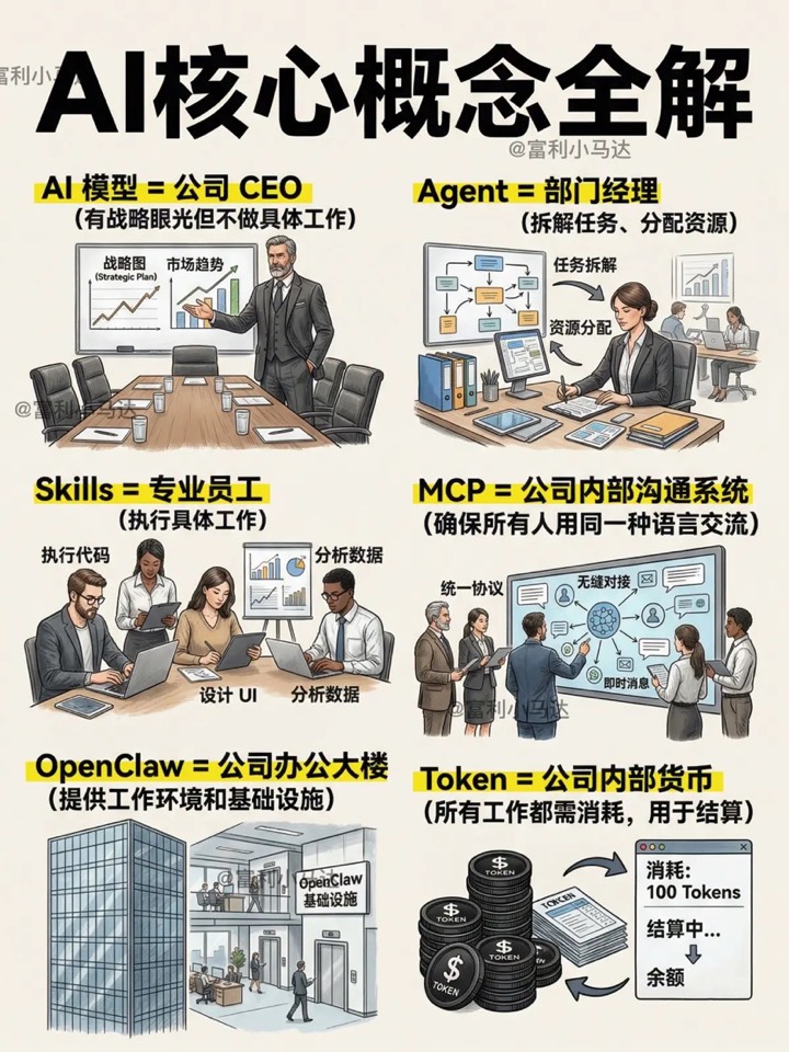 从大模型到智能体:一张图读懂 AI 生态核心概念与演进逻辑-百云游资源网