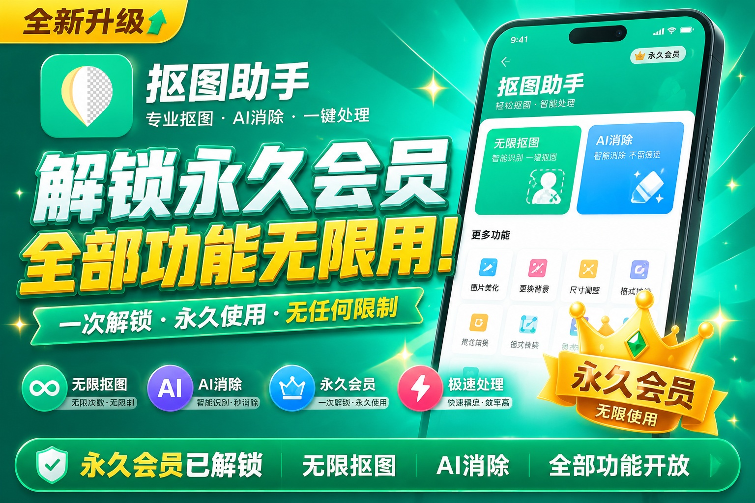 【原创解锁】傲软抠图🔥解锁永久会员🔥AI无限抠图-百云游资源网