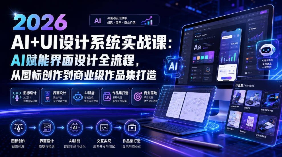 【分享】2026 AI+UI设计系统实战课❤️带素材作业-百云游资源网