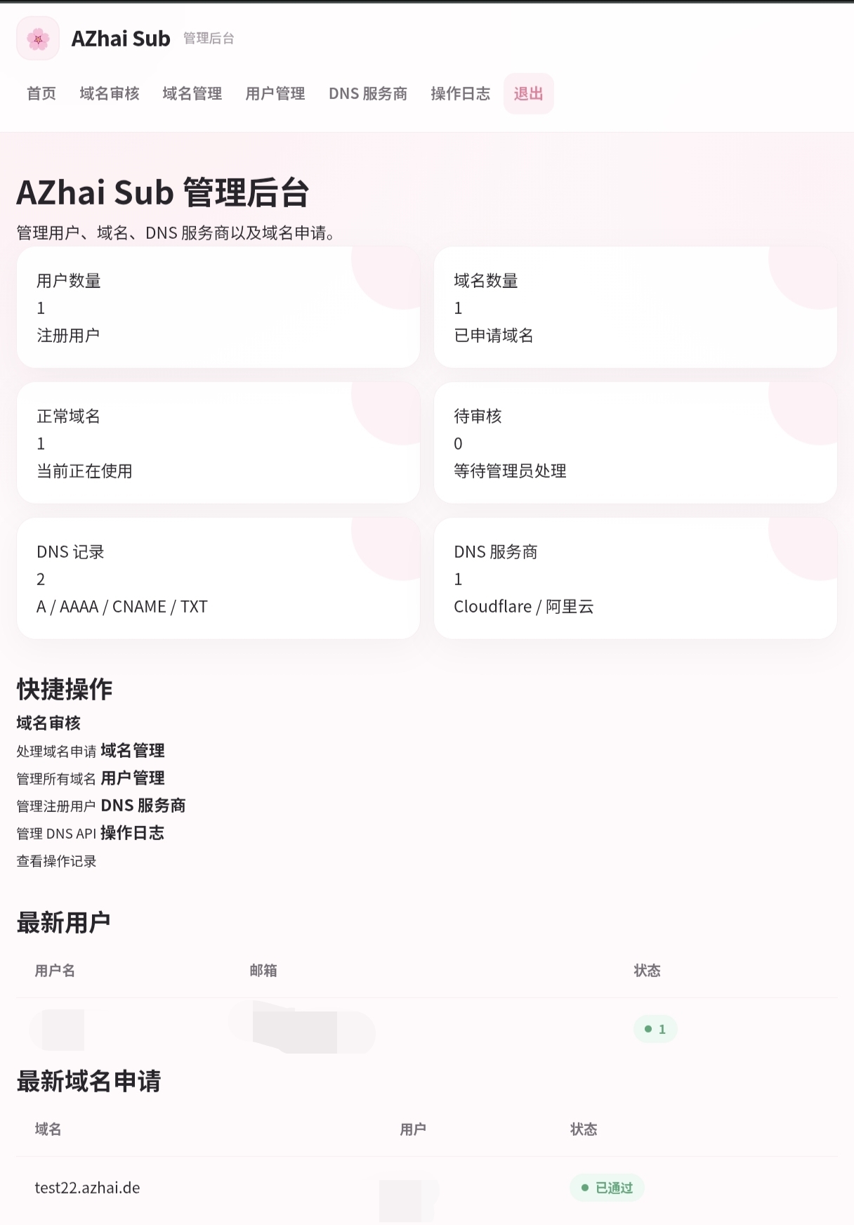 阿宅二级域名DNS个人轻量级网站插图3